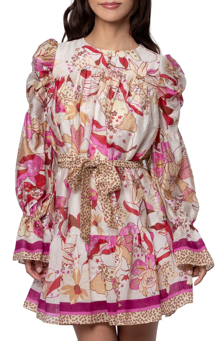 CIEBON Adele Mixed Print Long Sleeve Dress, Alternate, color, Pink Multi