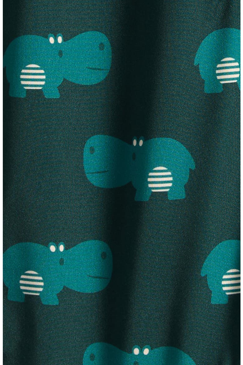 Kids' Happy Hippos UPF 50+ Long Sleeve One-Piece Rashguard Swimsuit, Alternate, color, GREEN