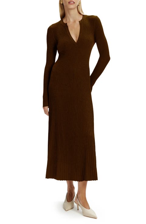 Hattie Long Sleeve Rib Maxi Sweater Dress