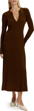 Bardot Hattie Long Sleeve Rib Maxi Sweater Dress