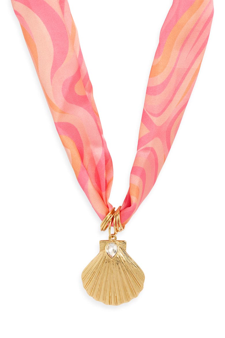 Catalina Scarf Shell Pendant Necklace, Main, color, PINK