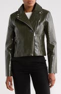 Bagatelle Croc Embossed Faux Leather Moto Jacket