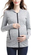 Kimi & Kai Haven Striped Side Ruched Maternity Performance Hoodie