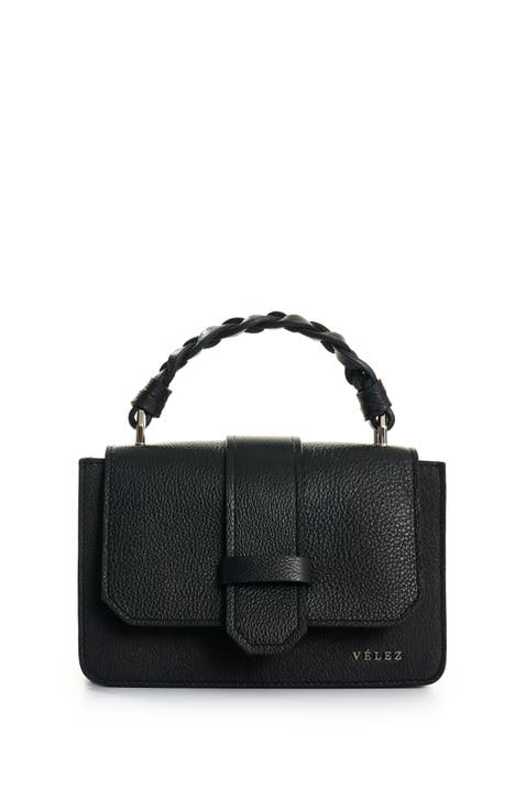 Garniel Hands-Free Leather Bag with Woven Handle