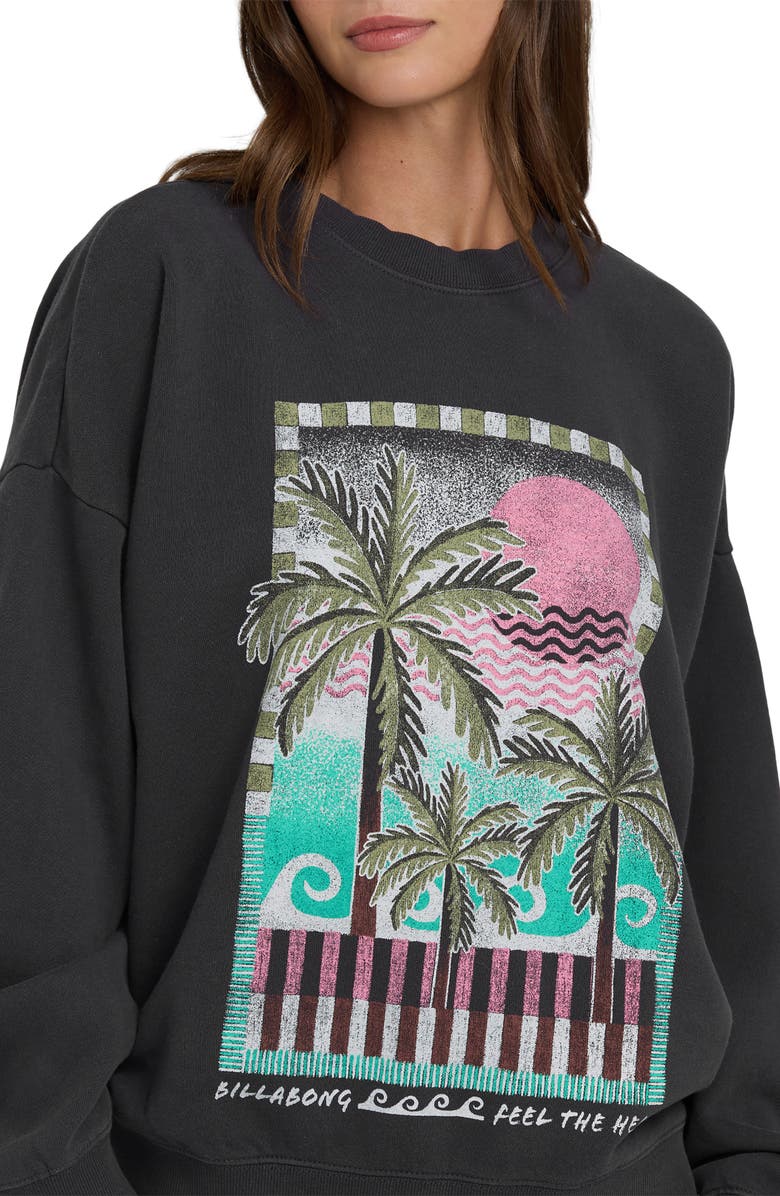 Billabong Echo Oversize Fleece Graphic Sweatshirt, Alternate, color, Black Sands
