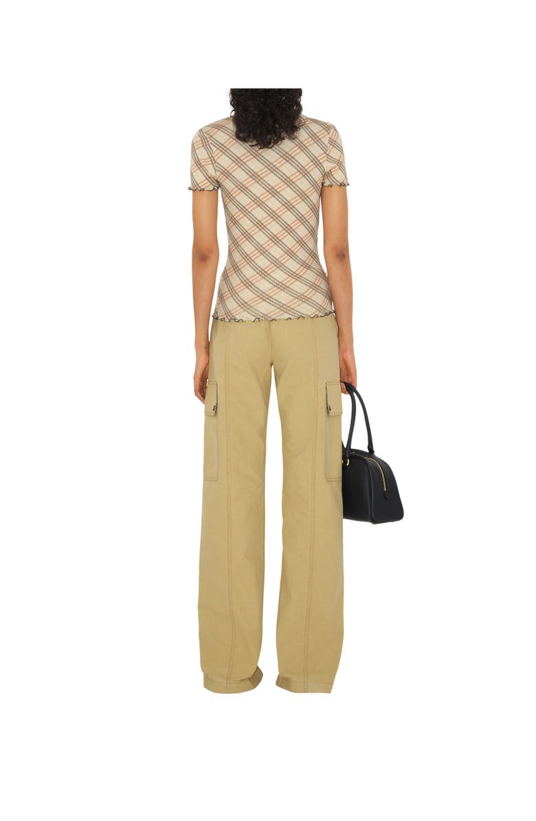 Burberry Check Stretch Cotton T-shirt, Alternate, color, Teacup