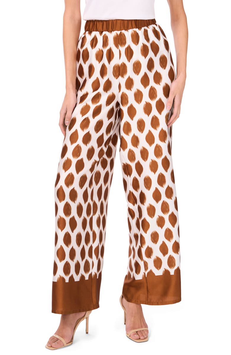 Halogen<sup>®</sup> Wide Leg Pull-On Pants, Main, color, Sugar Camel Dot Print
