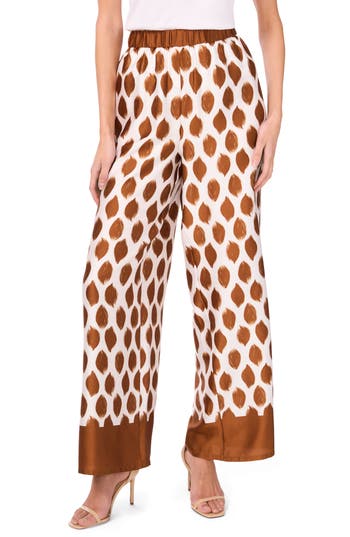 Halogen ® Wide Leg Pull-on Pants In Sugar Camel Dot Print