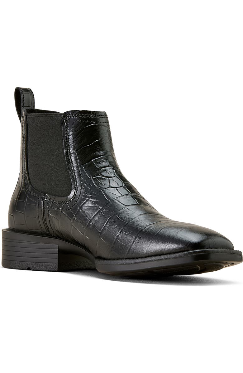 Ariat Booker Wide Square Toe Western Chelsea Boot, Main, color, Black