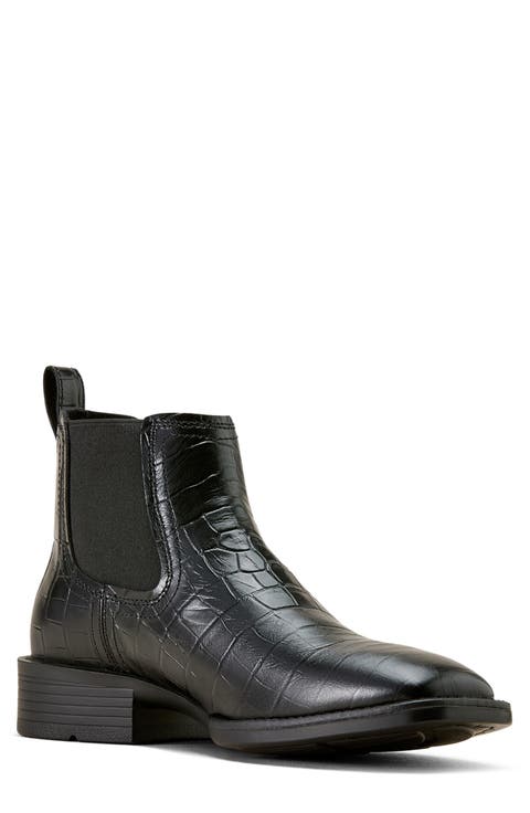 Booker Wide Square Toe Western Chelsea Boot (Men)