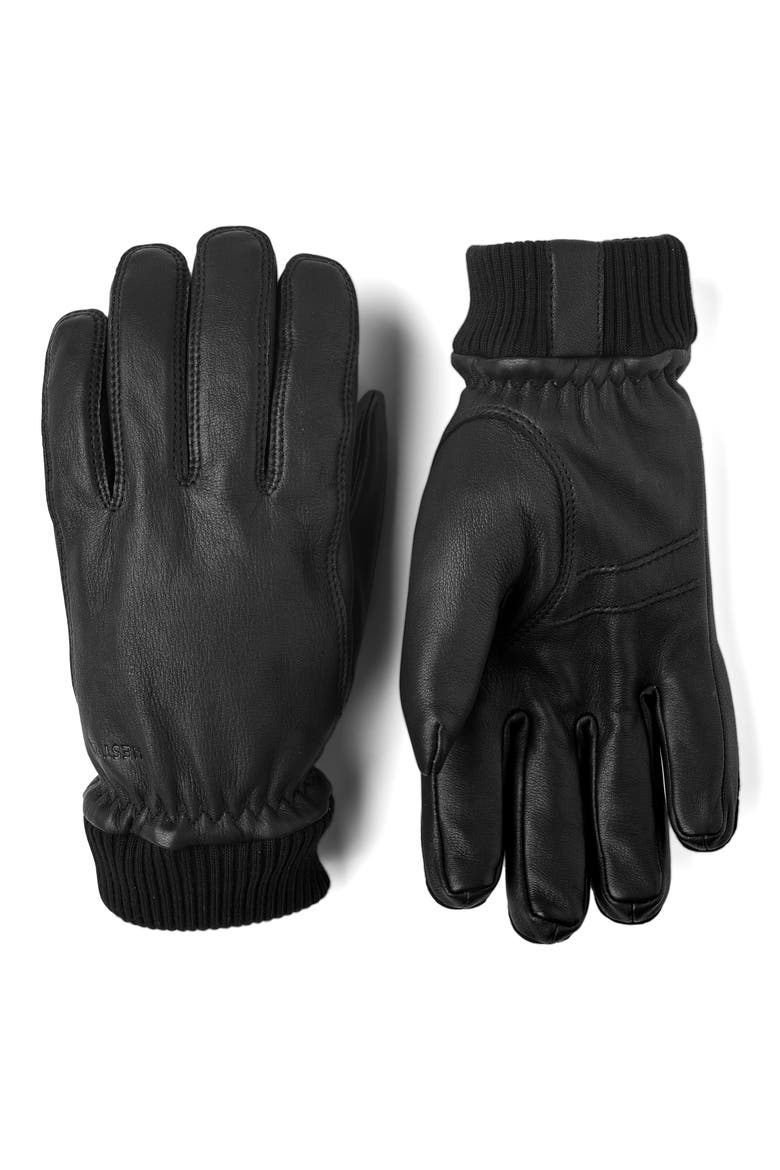 Tore Deerskin Leather Gloves, Main, color, BLACK