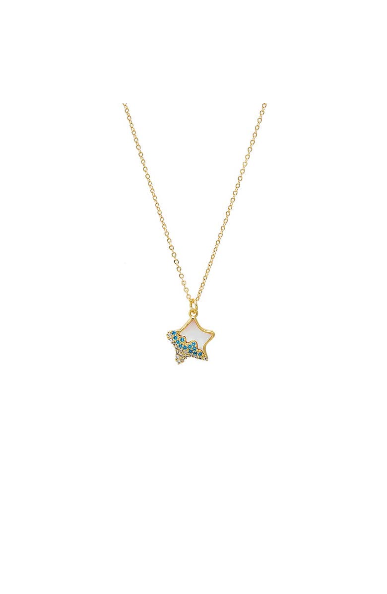 BY ADINA EDEN Pavé Multi Color Star & Mother of Pearl Pendant Necklace, Main, color, Mother Of Pearl