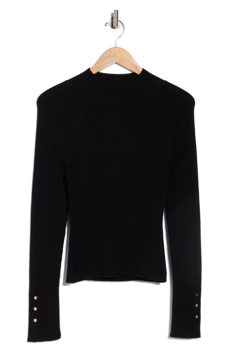 Derek Lam 10 Crosby Kassandra Mock Neck Rib Sweater, Alternate, color, Black