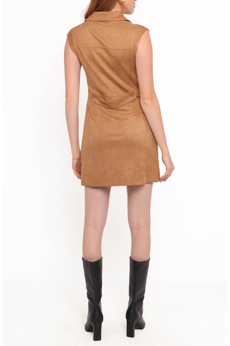 Xoey Sleeveless Faux Suede Minidress, Alternate, color, CAMEL