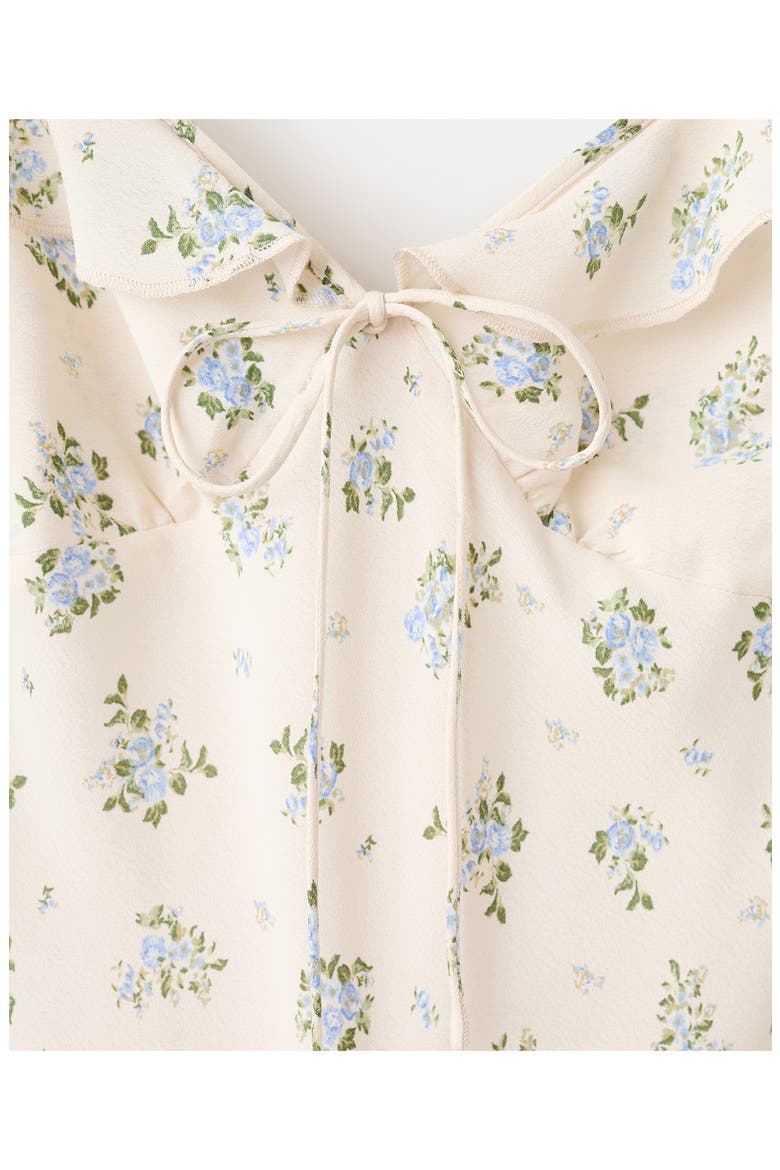 Floral Ruffle Strap Dress, Alternate, color, ECRU