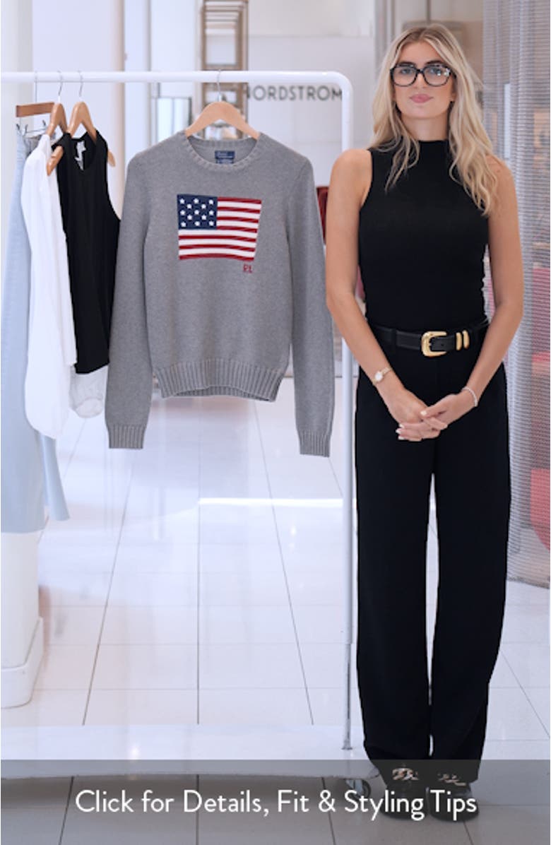 Flag Intarsia Cotton Crewneck Sweater, sales video thumbnail