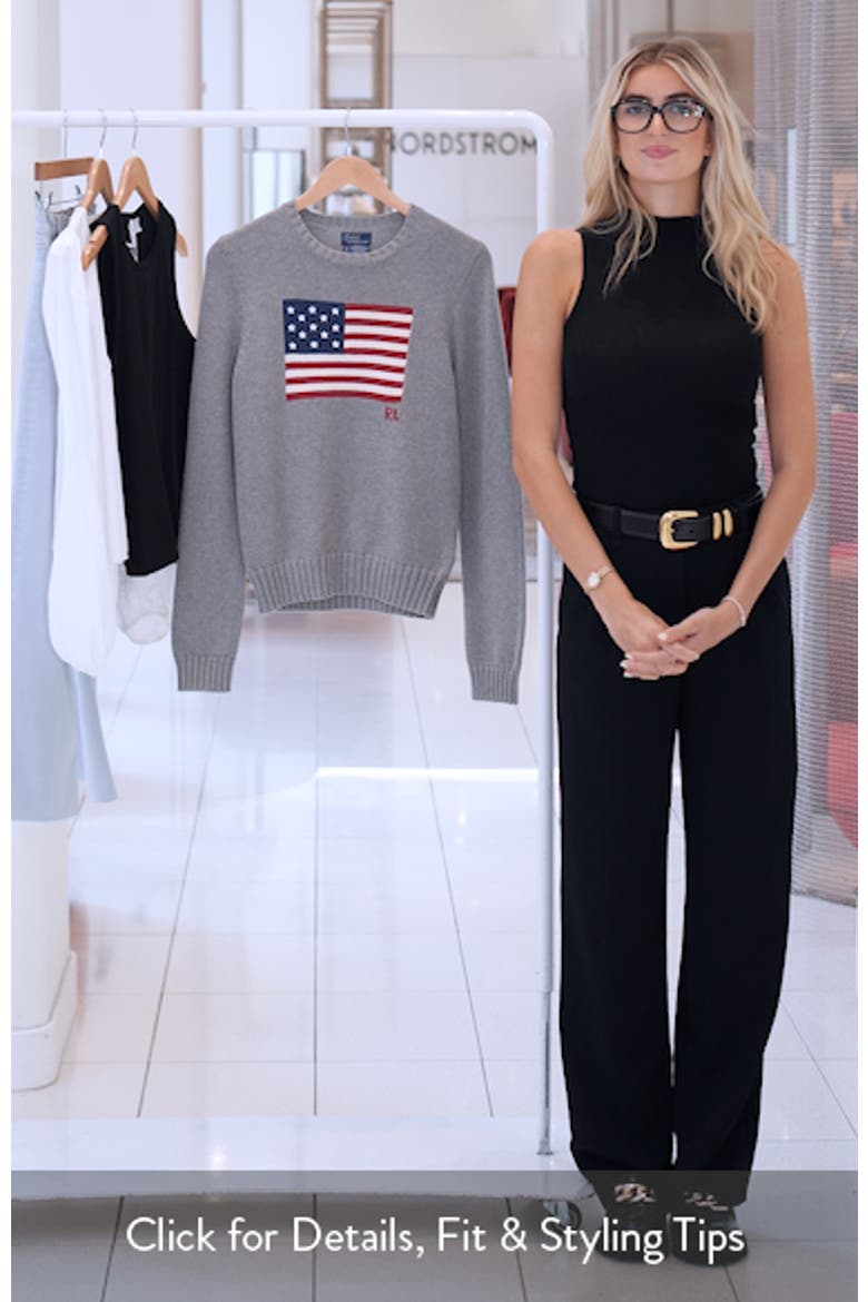 Flag Intarsia Cotton Crewneck Sweater video