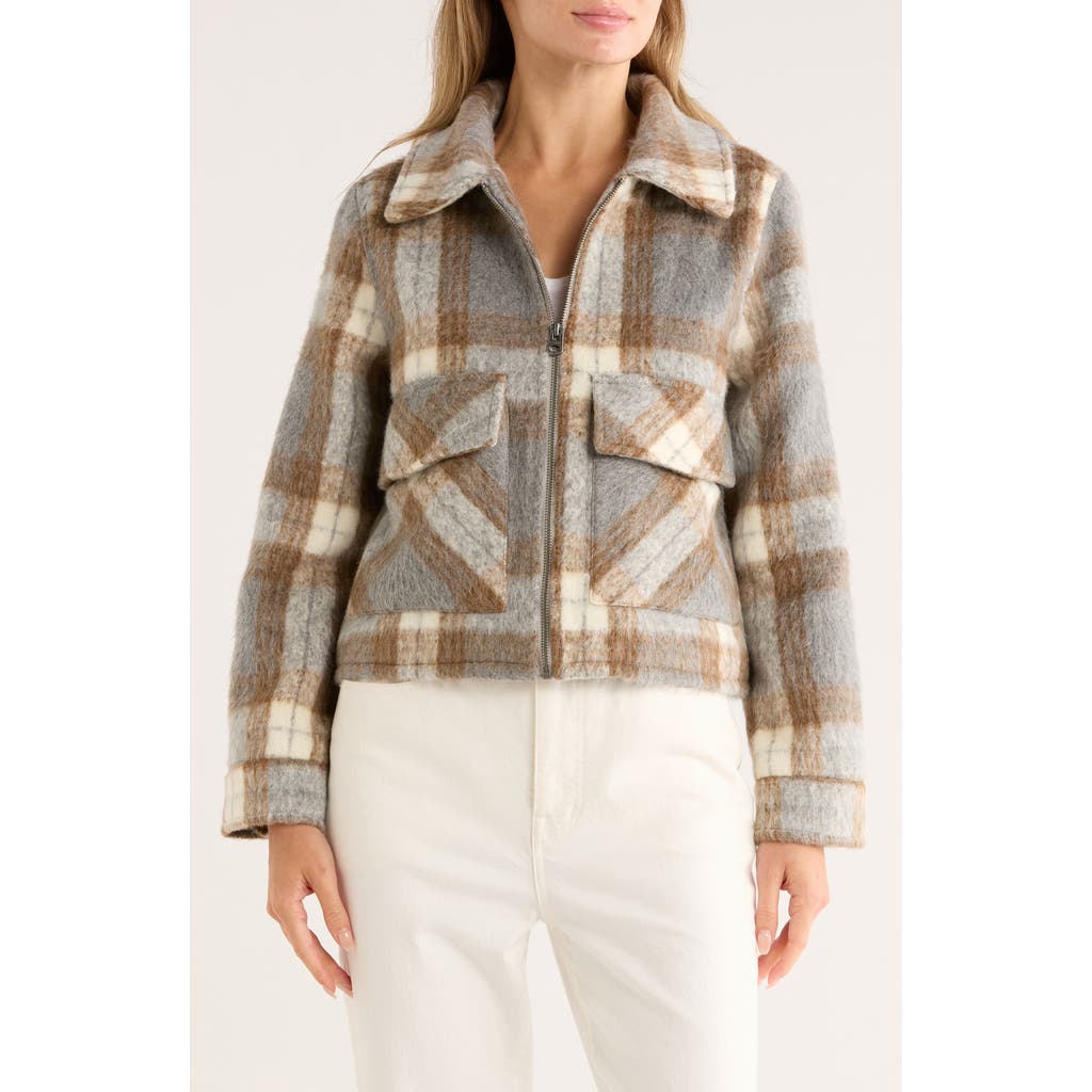 Lucky Brand Missy Zip Up Crop Jacket In Gray