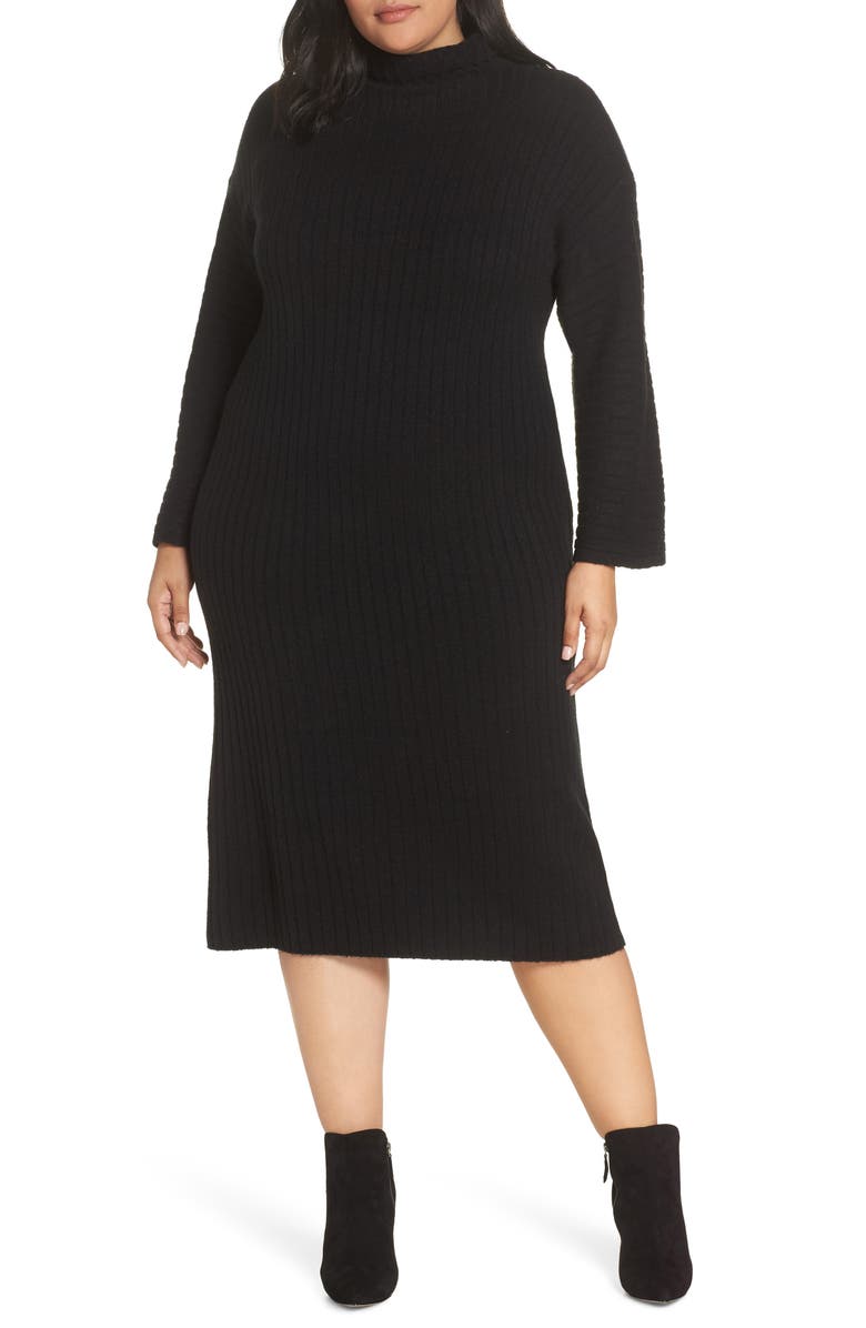 Leith Ribbed Midi Sweater Dress, Main, color, 