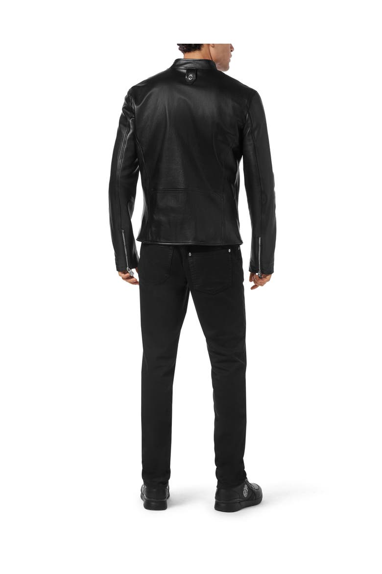 Nappa Leather Moto Jacket Men, Alternate, color, black