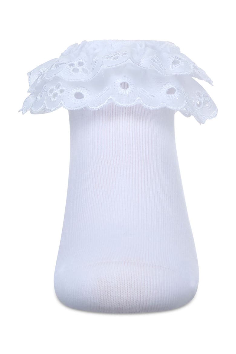 Dual Layer Eyelet Lace Anklet Sock, Alternate, color, White