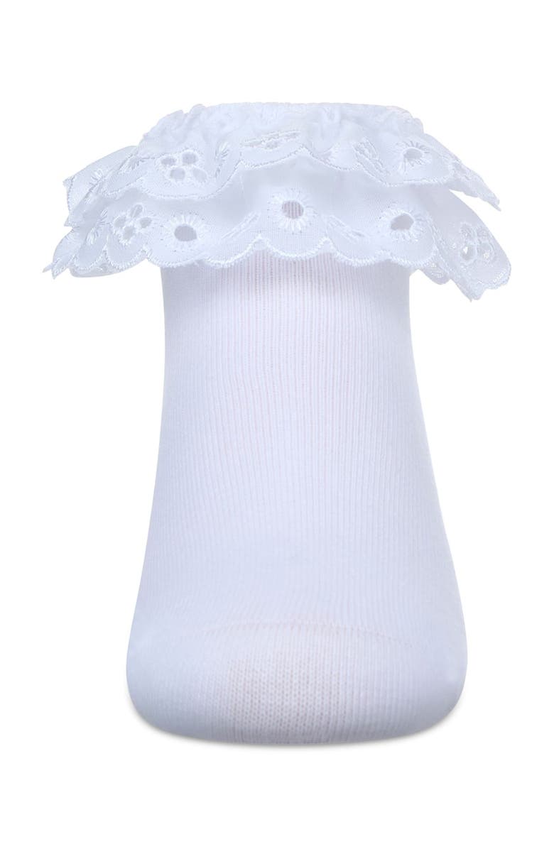 MeMoi Dual Layer Eyelet Lace Anklet Sock, Alternate, color, White