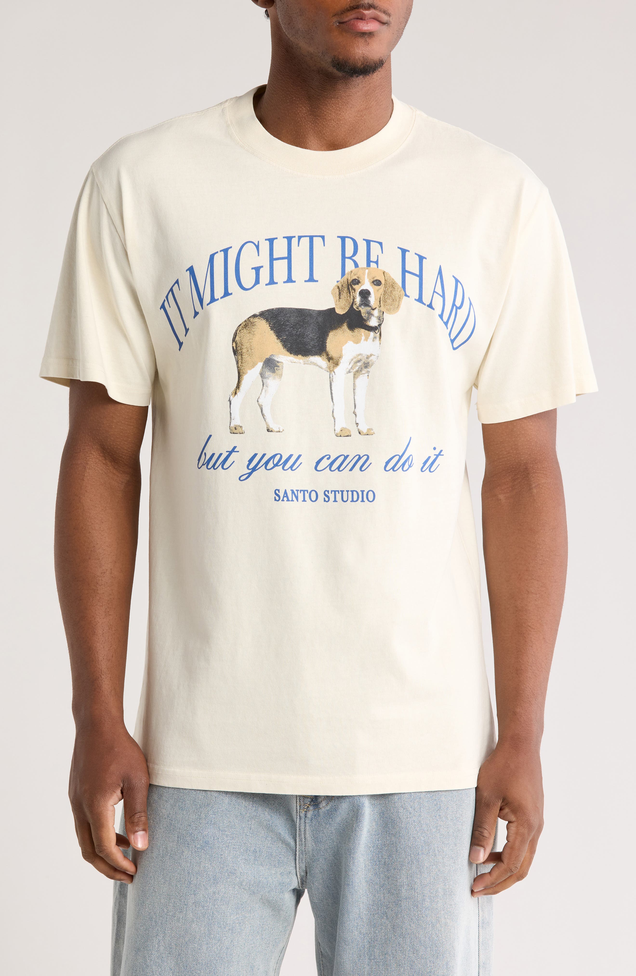 SANTO STUDIO Beagle Cotton Graphic T-Shirt