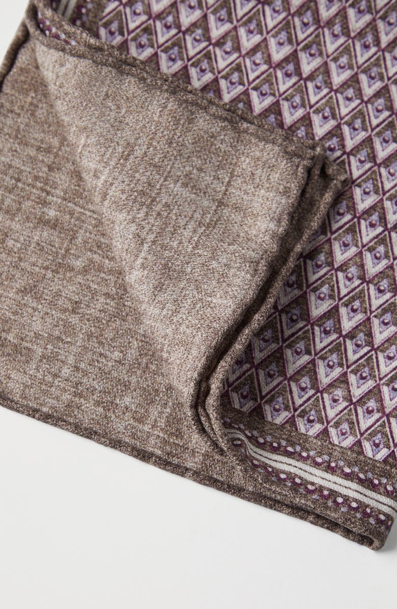 Brunello Cucinelli Silk pocket square, Alternate, color, Cigar