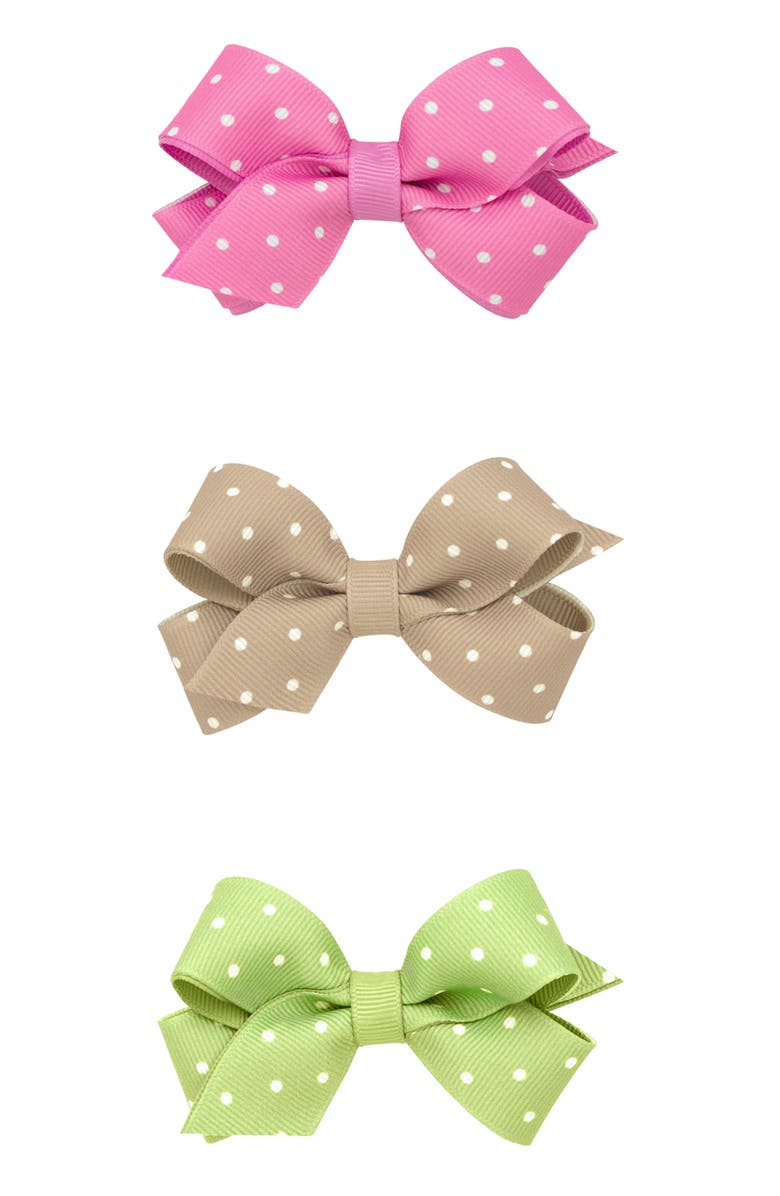 PLH Bows 3-Pack Tiny Dot Bow Hair Clips, Main, color, 