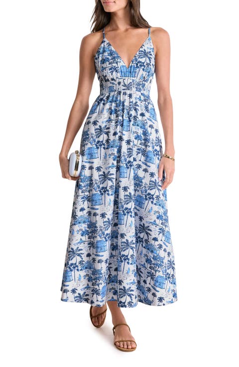 Sconset Floral Smocked Stretch Cotton Sundress