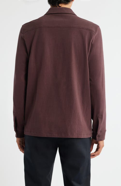 Vince Sueded Knit Button-up Shirt In Burgundy