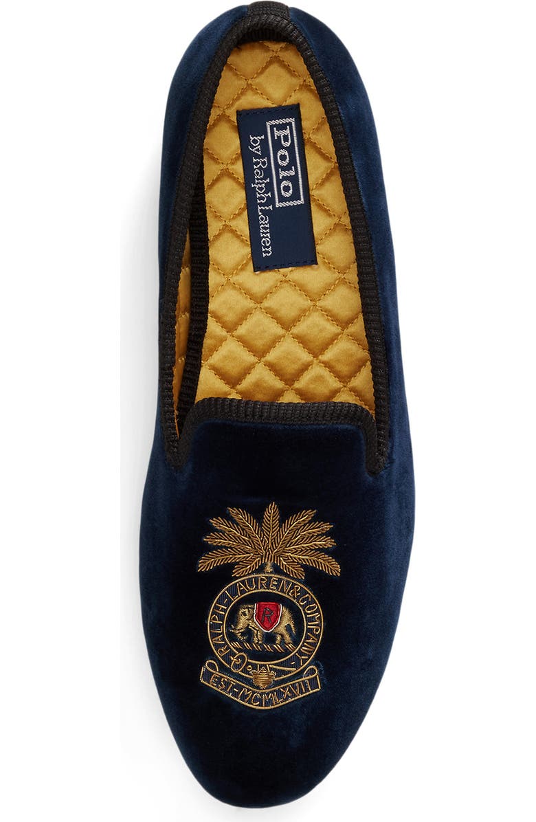 Ralph Lauren Paxton Crest Velvet Loafer, Alternate, color, Navy