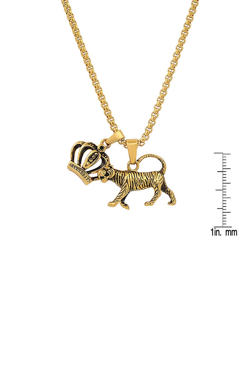 18k Gold-Plated Stainless Steel Tiger King Pendant Necklace, Alternate, color, YELLOW