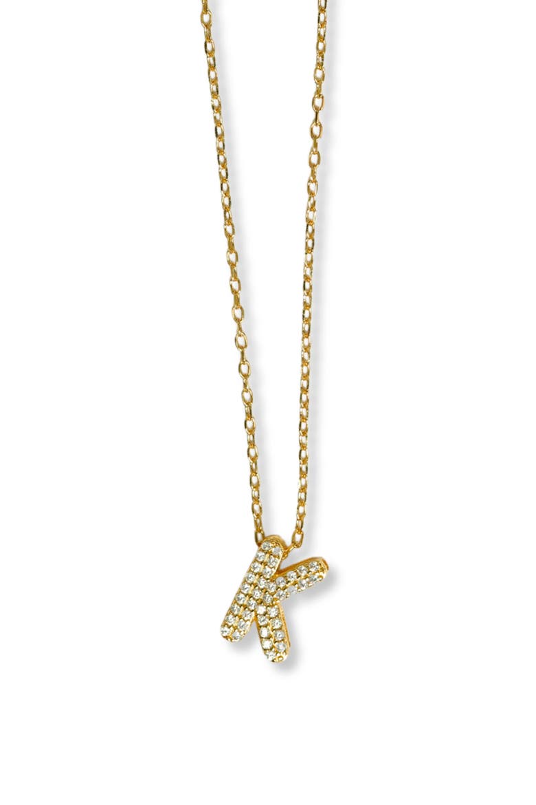 Cubic Zirconia Bubble Inital Pendant Necklace, Main, color, GOLD - K