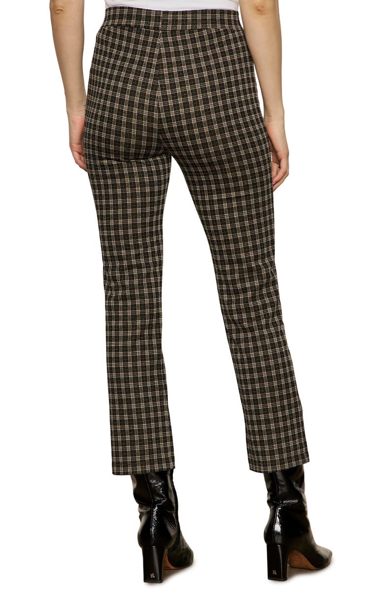 Sanctuary Carnaby Metallic Plaid Mid Rise Crop Pants, Alternate, color, Shine On Brown