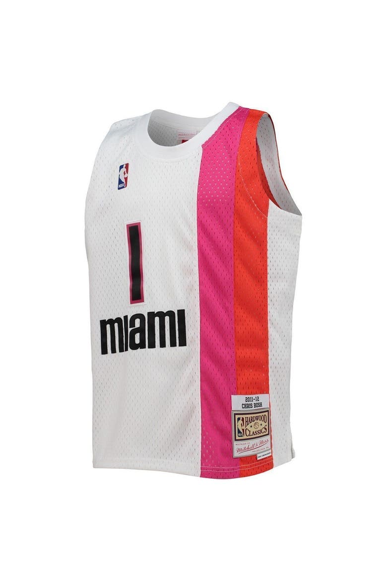 Youth Mitchell & Ness Chris Bosh White Miami Heat 2011/12 Hardwood Classics Swingman Jersey, Alternate, color, White