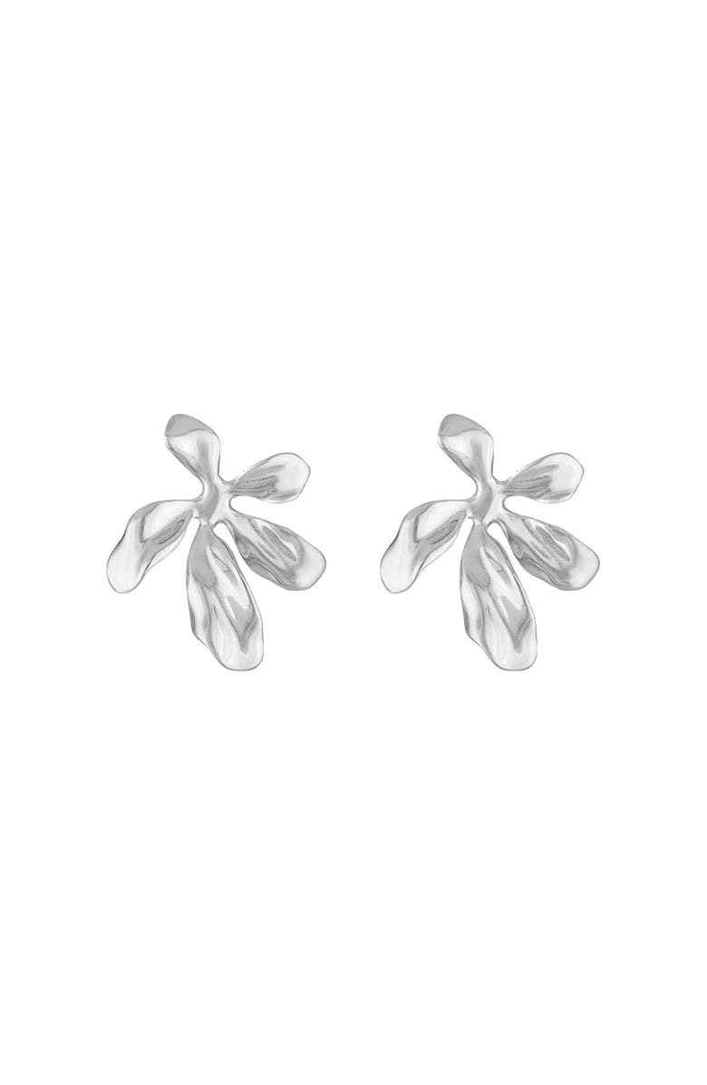 BEN ONI Polished Flower Petal Earrings, Main, color, Silver