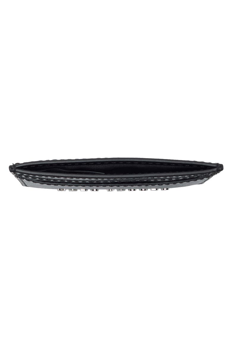 Saffiano Groove Leather Card Case, Alternate, color, BLACK