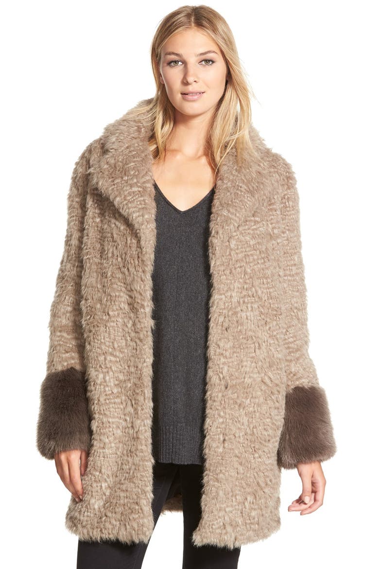 Laundry by Shelli Segal Faux Fur Coat, Main, color, NATURAL