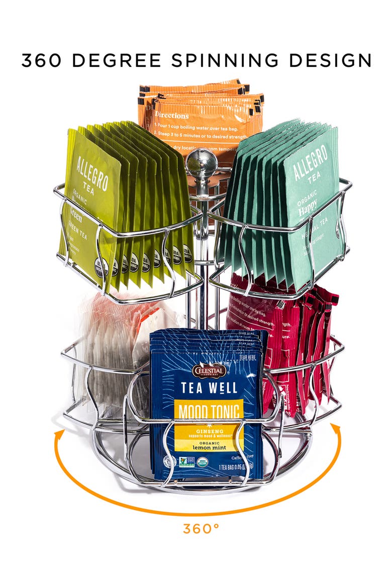 2-Tier Tea Bag Organizer, Alternate, color, SILVER