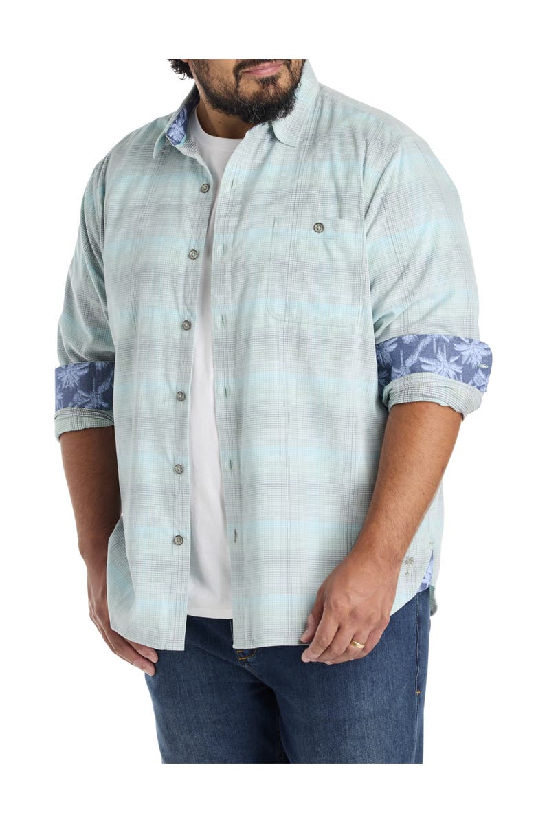 Tommy Bahama Big & Tall Coastline Cord Mesa Plaid Sport Shirt, Alternate, color, Baby Fern