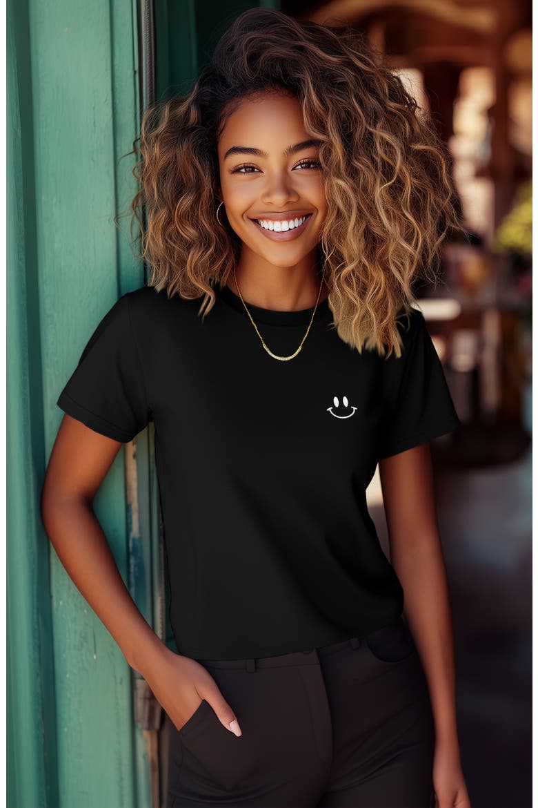 Smile Face Tee, Alternate, color, Black