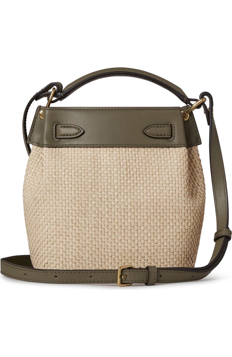 Mulberry Mini Islington Woven Raffia & Leather Bucket Bag, Alternate, color, Linen Green/ Natural