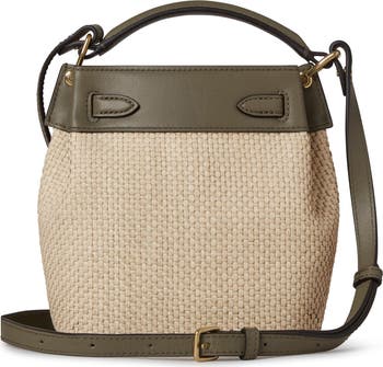 Mulberry Mini Islington Woven Raffia & Leather Bucket Bag