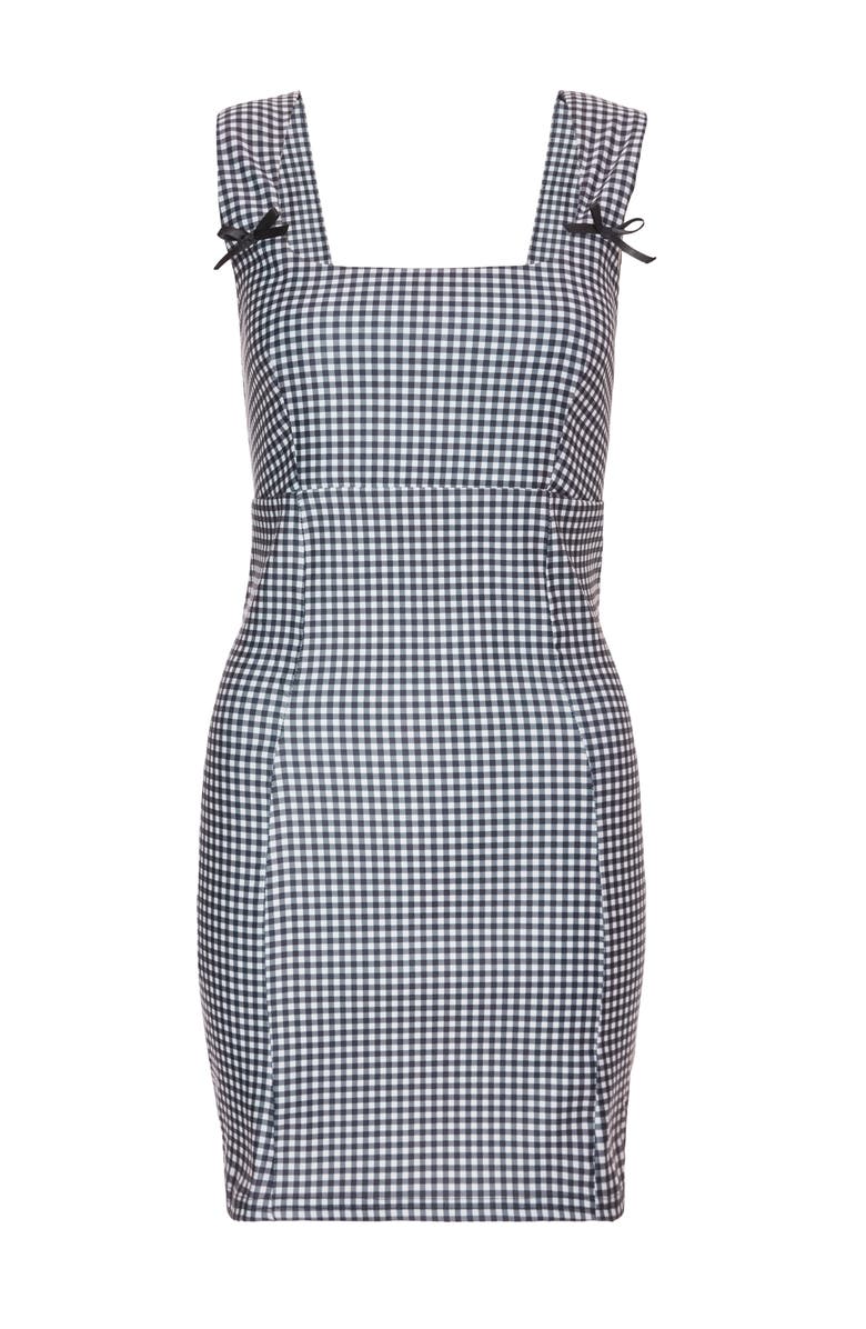 QUIZ Bengaline Gingham Bodycon Dress, Alternate, color, Black