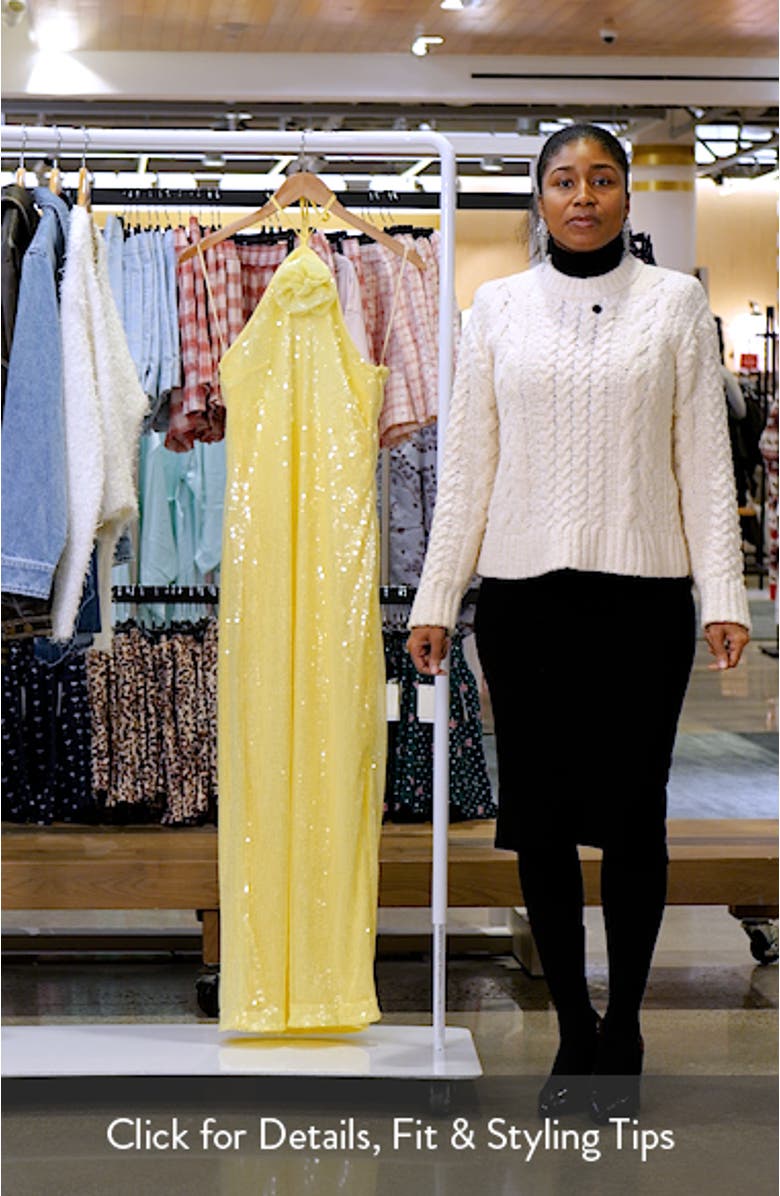 Rose Sequin Halter Maxi Dress, sales video thumbnail