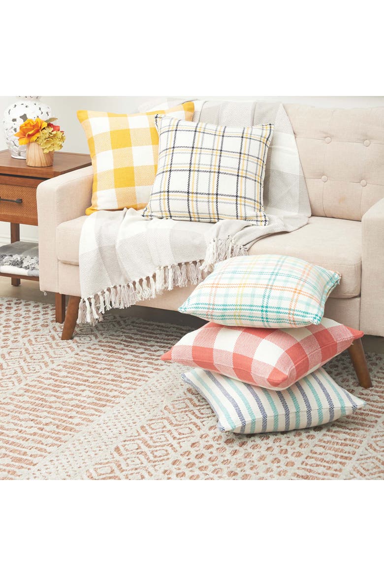 Franklin Coral Woven Accent Throw Pillow, 18" x 18", Alternate, color, Pink