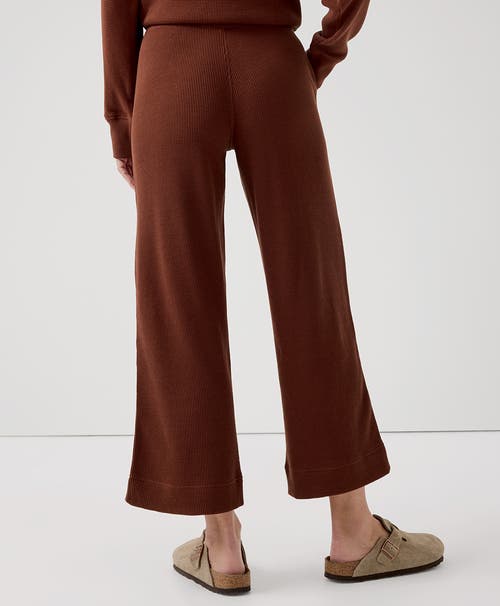 Pact Organic Cotton Thermal Waffle Wide Leg Pant In Brown