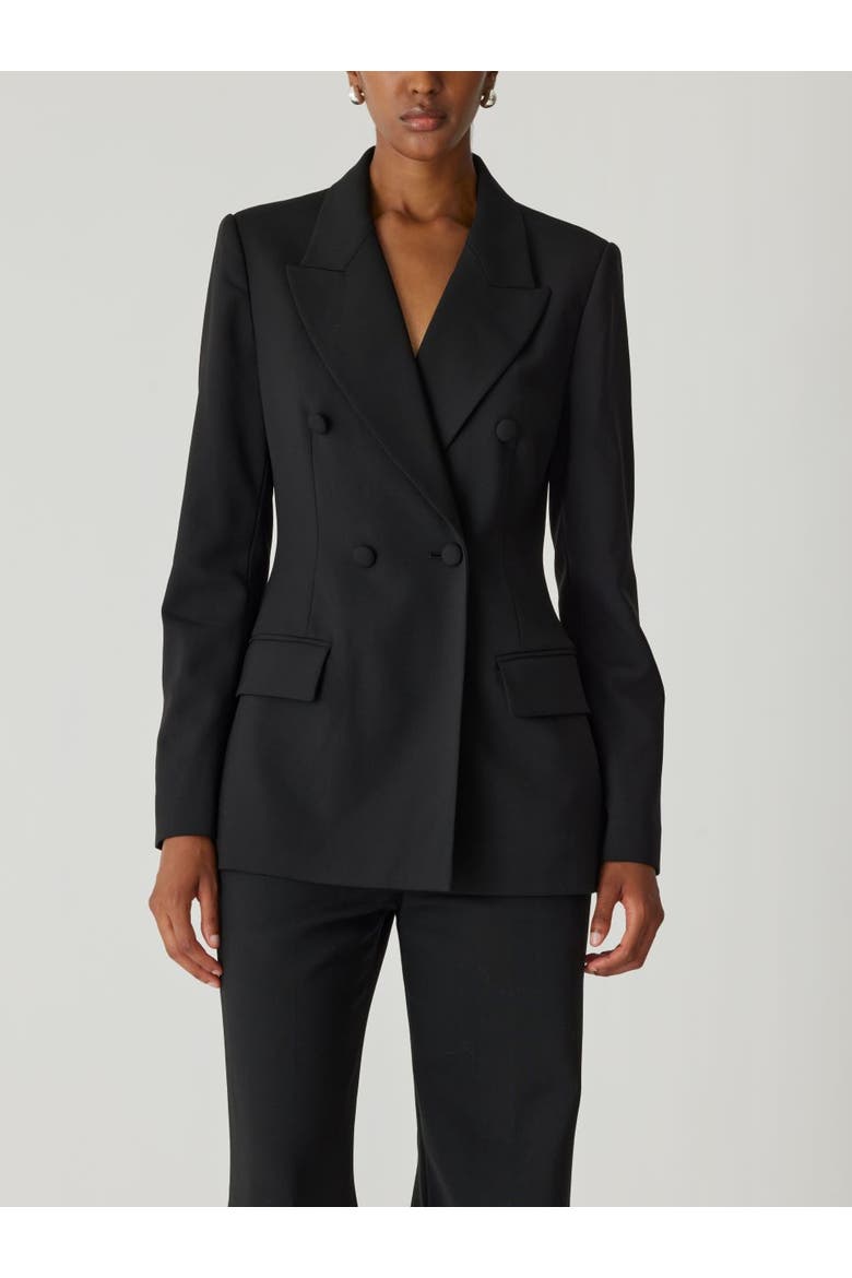 Calvary Twill Double Breasted Blazer, Alternate, color, BLACK