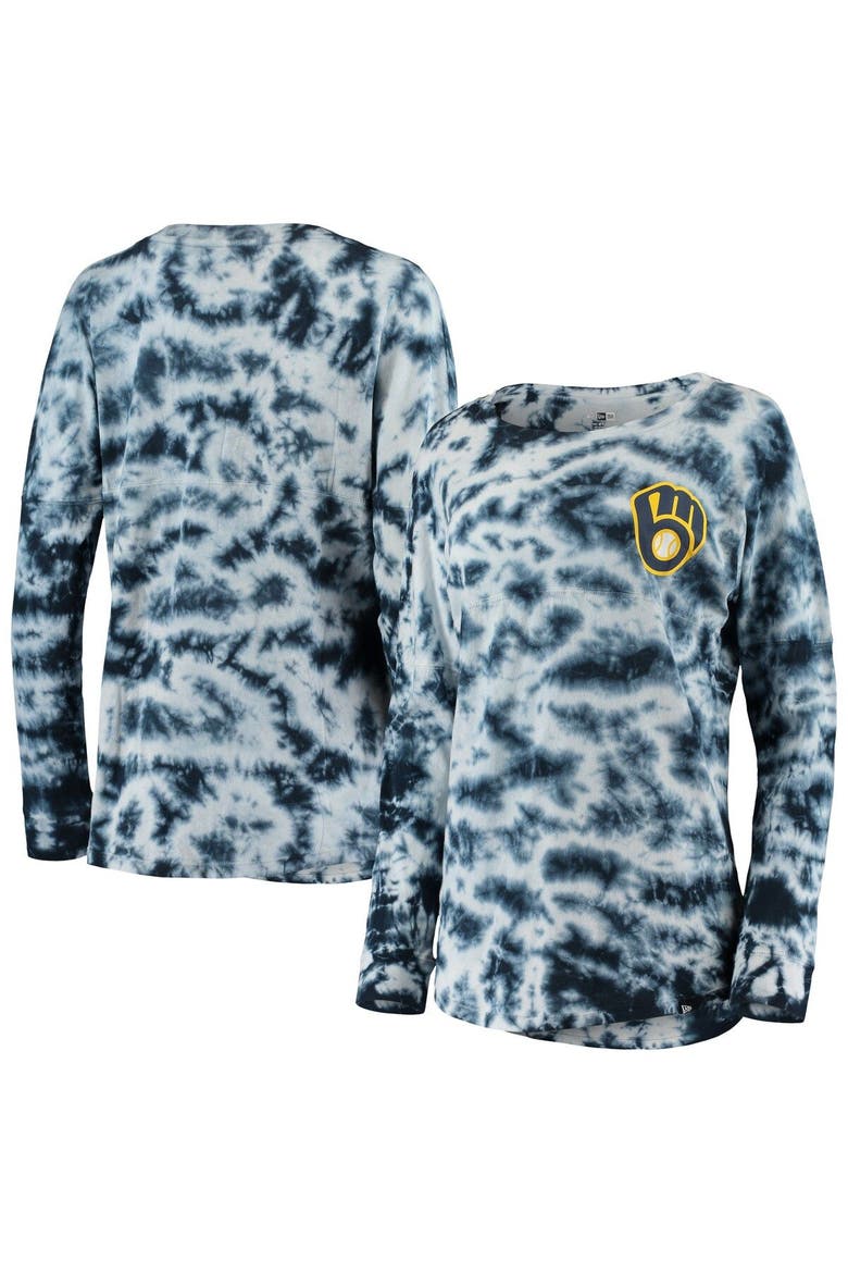 Women's New Era Navy Milwaukee Brewers Tie-Dye Long Sleeve T-Shirt, Alternate, color, Navy